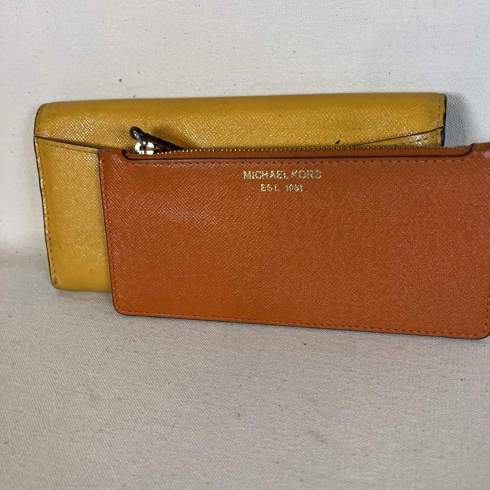 Michael Kors Yellow, Orange and White Classic Double Wallet - Picture 2 of 6